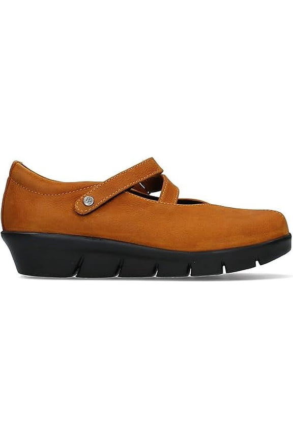 Wolky Women's Sabik Hook and Loop Strap Fastener Wedge Heeled Mary Janes Shoes, Dark Ochre, Size EU 37