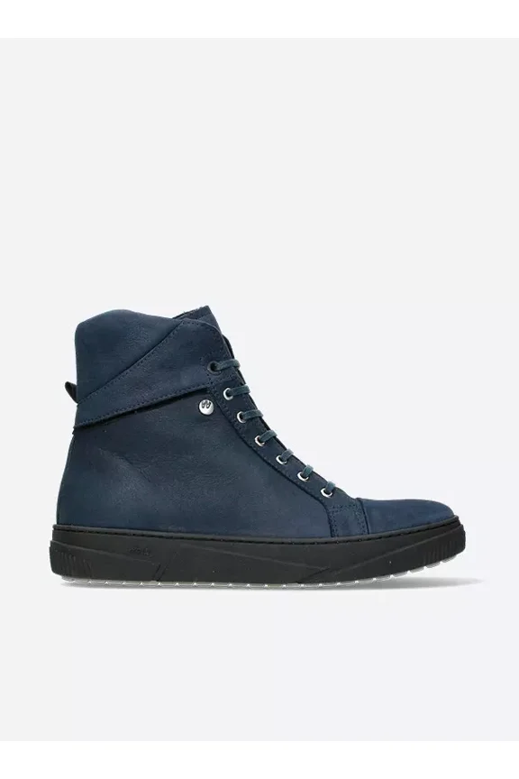 Women's Wheel Blue Zipper Lace-Up Ankle Boots, Size EU 36