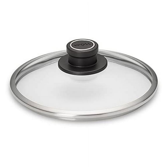 Woll Tempered Glass with Stainless Steel Rim and Vented Knob Round Lid, 8-Inch Diameter, 8", Clear