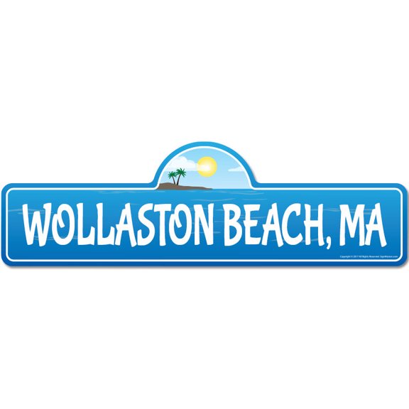 Wollaston MA Massachusetts Beach Street Sign | Indoor/Outdoor | Surfer Ocean Lover Décor For Beach House Garages Living Rooms Bedroom | Signmission Personalized Gift