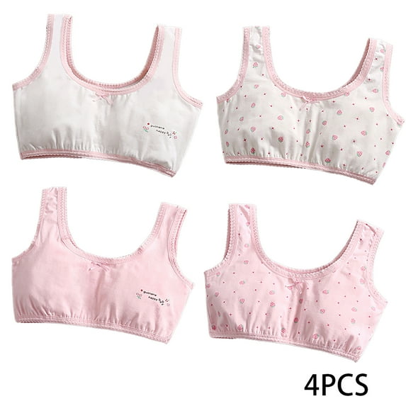 Wolled Kids Girls Stretch Sports Bra for Teens Cotton Training Bras with Adjustable Straps for 7-12Y