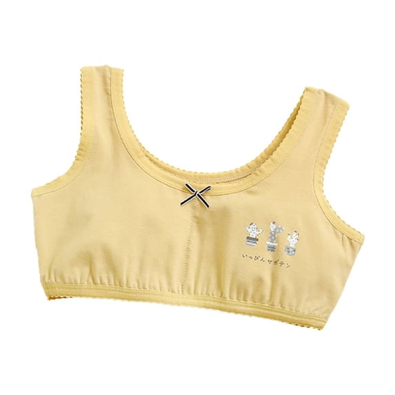 Wolled Kids Girls Stretch Sports Bra for Teens Cotton Training Bras with Adjustable Straps for 7-12Y