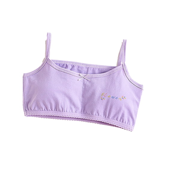 Wolled Kids Girls Stretch Sports Bra for Teens Cotton Training Bras with Adjustable Straps for 7-12Y
