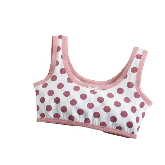 Wolled Kids Girls Stretch Sports Bra for Teens Cotton Training Bras with Adjustable Straps for 7-12Y