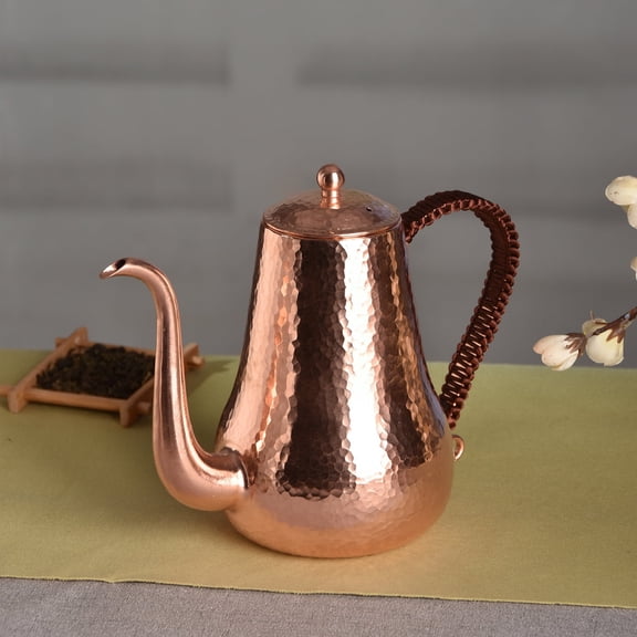 Wollet 1L Pure Copper Coffee Pot Thin Mouth Pot Pure Hand Made Coffee Pot Copper Kitchen Oil Pot