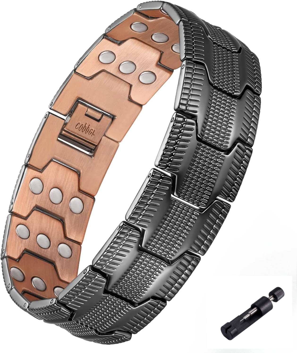 Wollet 3X Black Copper Magnetic Bracelet for Men, Copper Jewelry Gift for Valentine's Day
