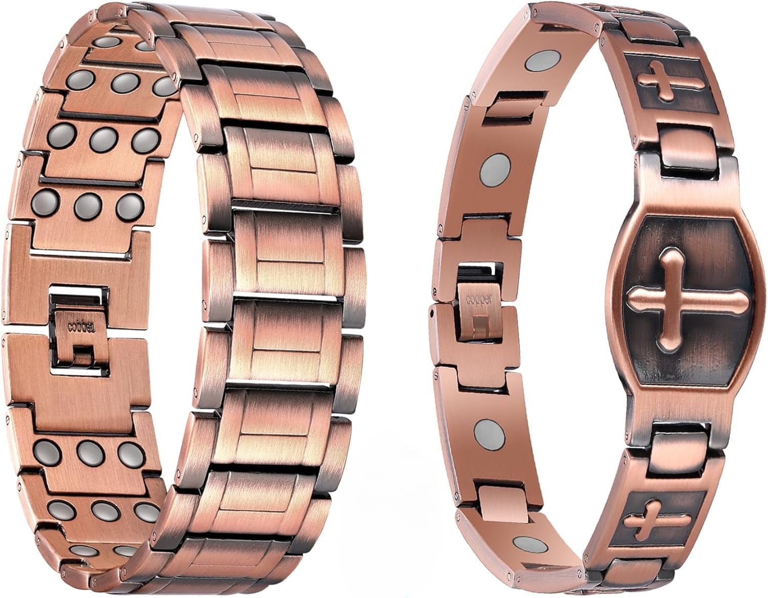Wollet 3X Copper Bracelet for Men,Magnetic Bracelet, Set of 2