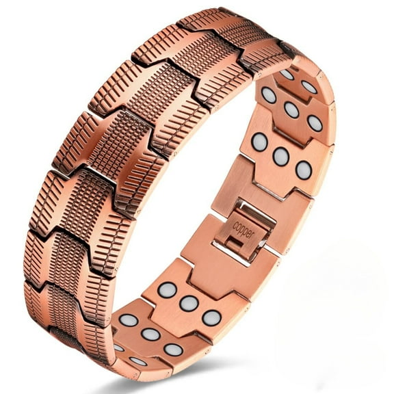 Wollet 3X Copper Magnetic Bracelet for Men, 99.99% Pure Copper Wristband, Gift for Dad