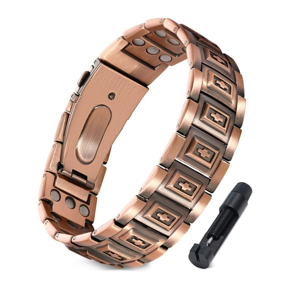 Wollet 3X Copper Magnetic Bracelet for Men – Pure Copper Jewelry with Neodymium Magnets