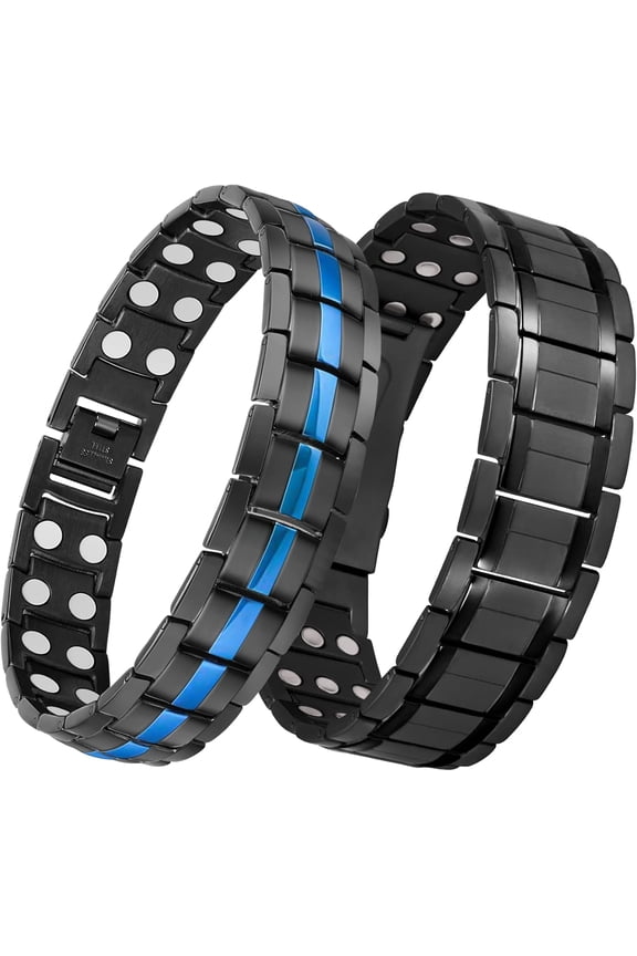 Wollet 3X Magnetic Bracelets for Men Triple Strength, Titanium Magnetic Bracelet with Folding Clasp
