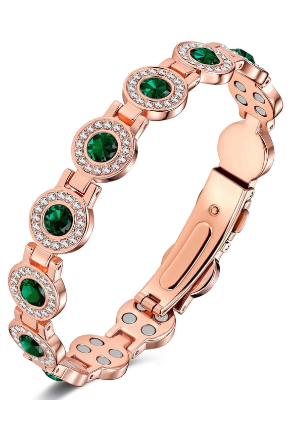 4X Copper Magnetic Bracelets for Women, Pure Copper Jewelry, Gift for Mom Wife (Rose Gold)