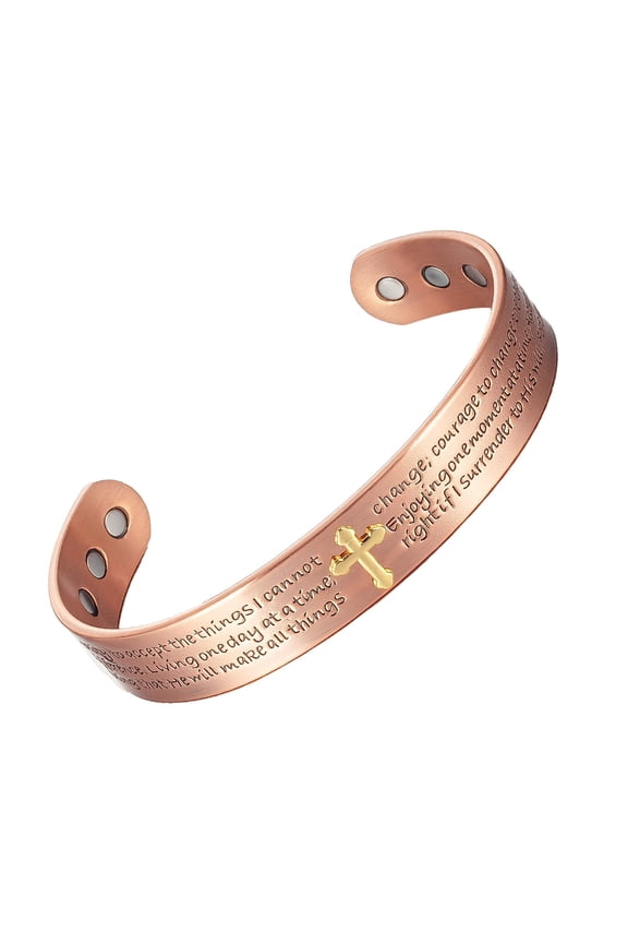 6.7'' Pure Copper Magnetic Bracelet for Women Men, Blessing Bracelets , Christian Cross Copper Jewelry Set, Jesus Cuff Copper Bangles