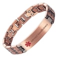 thumbnail image 1 of Wollet 7.6-8.66'' Pure Copper Medical Alert Bracelets for Large Women or Men, Health Magnetic ID Bracelets, Gift for Dad, Husband , Pre-Engraved Adrenal Insufficiency, 1 of 5
