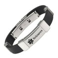 thumbnail image 1 of Wollet 7.6'' Black Silicone Medical Alert Bracelets for Women Men, Health Magnetic ID Bracelets, Pre-Engraved Seizures, 1 of 1