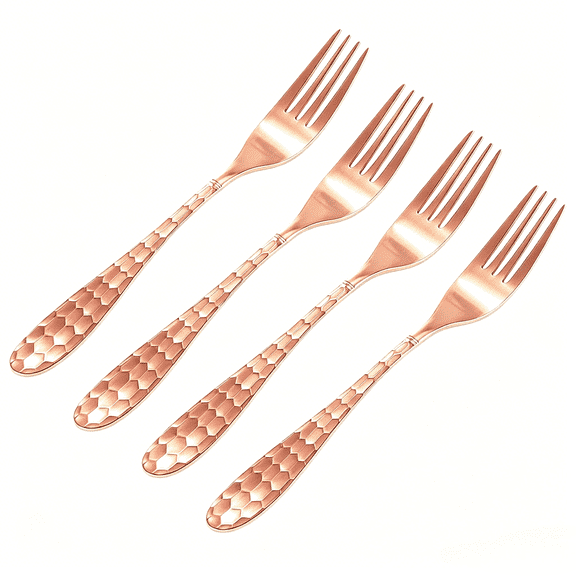 Wollet 99.9% Pure Copper Forks Set of 4, Copper Tableware Flatware, 7.28in x 0.78in