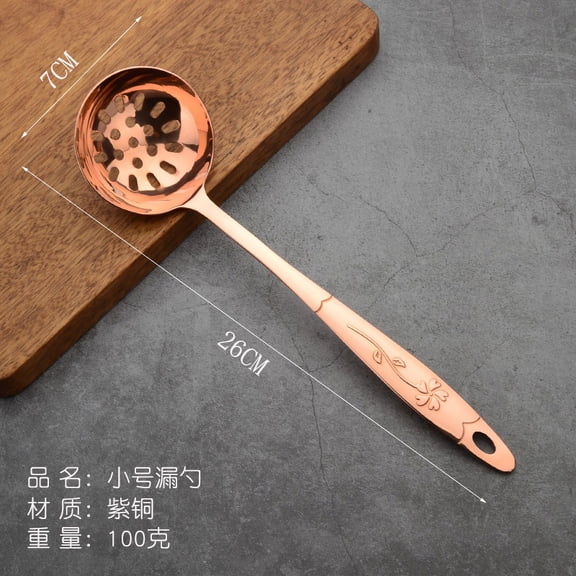 Wollet 99.9% Pure Copper Soup Spoon Shovel , Frying Shovel, Leaking Spoon, Stir Frying Vegetable Shovel, Solid Copper Kitchen Utensils Set, Complete Set of  Cookware