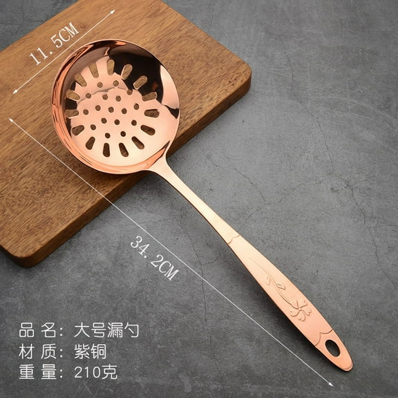 Wollet 99.9% Pure Copper Soup Spoon Shovel , Frying Shovel, Leaking Spoon, Stir Frying Vegetable Shovel, Solid Copper Kitchen Utensils Set, Complete Set of  Cookware