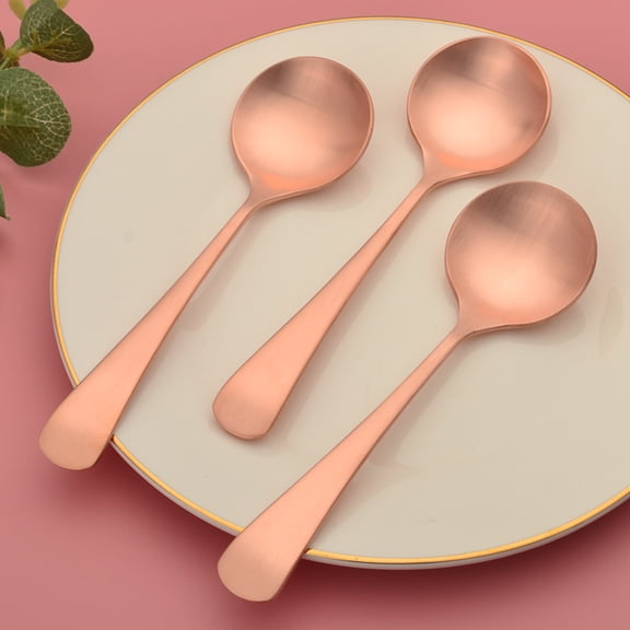 Wollet 99.9% Pure Copper Spoon, 16*4.5cm, Matte Finished Wide Copper Serving Spoon, Korean Soup Spoon