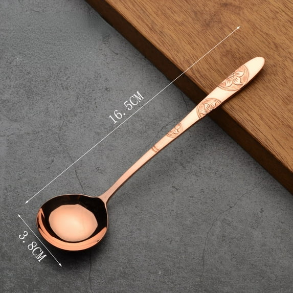 Wollet 99.9% Pure Copper Spoon,16.5*3.8cm,30g,Floral Spoon,Thick Soup Spoon Dessert Spoon