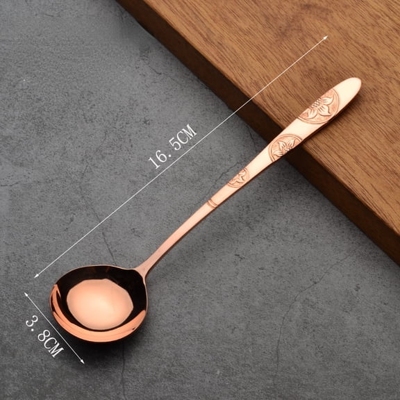 Wollet 99.9% Pure Copper Spoon,16.5*3.8cm,30g,Floral Spoon,Thick Soup Spoon Dessert Spoon