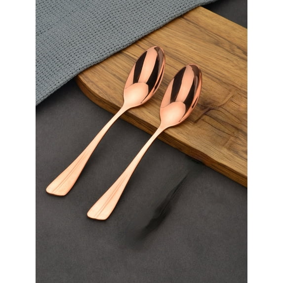 Wollet 99.9% Pure Copper Spoon, 18.5*3.6CM, 69g, Thick Copper Serving Spoon, Long Handle Spoon