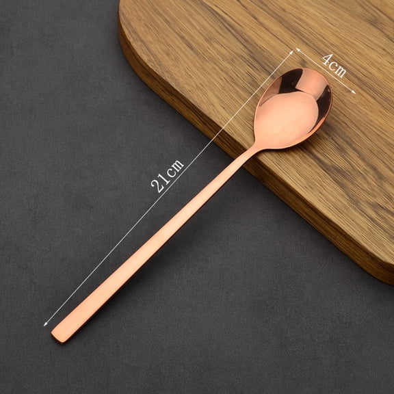 Wollet 99.9% Pure Copper Spoon,Long Handle Soup Spoon, Serving Spoon, Thick Korean Round Spoon,Dinner Spoon