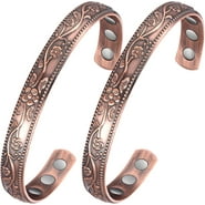 Wollet 99.99% Pure Copper Magnetic Bangles Bracelets for Women, Copper Jewelry Set of 2
