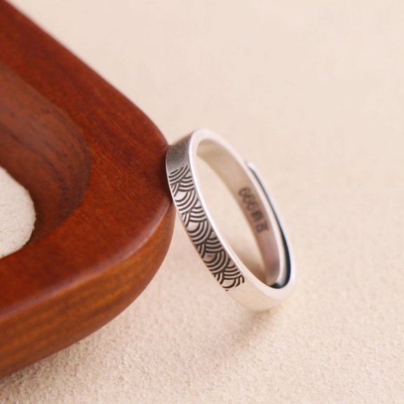 Wollet 999 Sterling Silver Ring, Solemn Pledge of Love, Index Finger Ring,Couple Ring