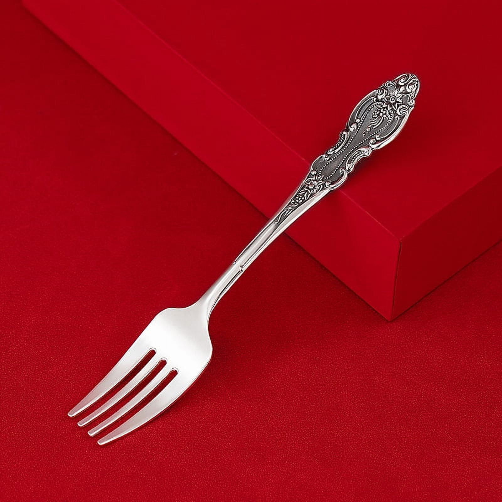 Wollet 999 Sterling Silver Spoon Fork Retro Carved Silver Spoon 16.3x3.5CM Silver Fork 16.4 2CM Silver Tableware Fruit Fork Spoon Walmart