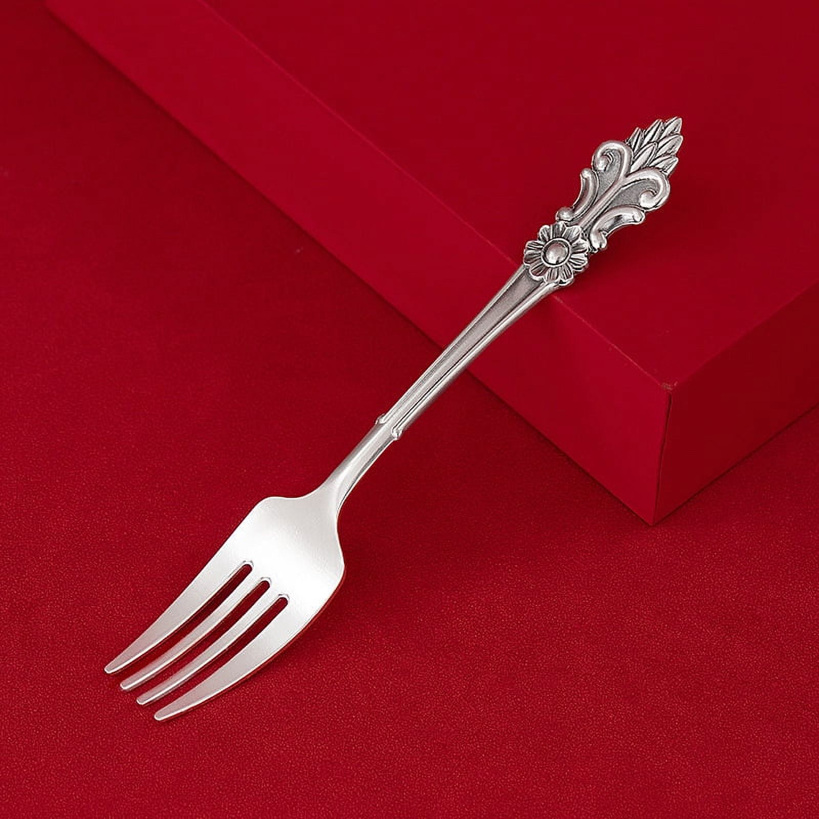 Wollet 999 Sterling Silver Spoon Fork, Retro Carved Silver