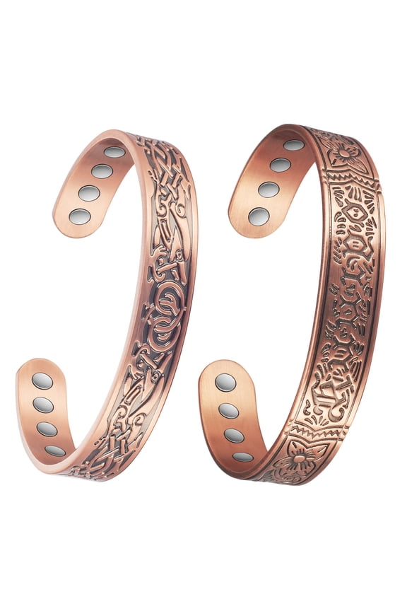 Celtic Copper Magnetic Bracelet for Men, 99.9% Pure Copper Jewelry Gifts, Set of 2
