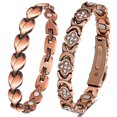 thumbnail image 1 of Wollet Clover Copper Magnetic Bracelets Set,Classic Copper Magnetic Jewelry Gift Set for Women, 1 of 7