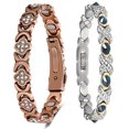 thumbnail image 1 of Wollet Clover Rold Gold Copper Magnetic Bracelets,Stainless Steel Bracelet with Red CZ,Magnetic Jewelry Set for Women, 1 of 6