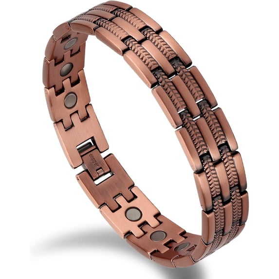 Wollet Copper Bracelets for Mens 8.6inch, Adjustable Size