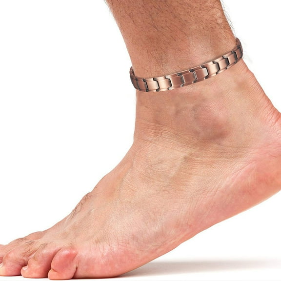 Wollet Copper Magnetic Anklet Bracelet for Men Adjustable 9.4-10.8"