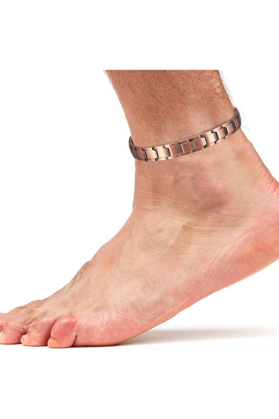 Copper Magnetic Anklet Bracelet for Men Adjustable 9.4-10.8"