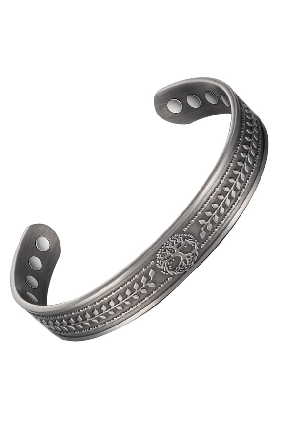 Copper Magnetic Bracelet for Men,6.69inch Pure Copper Silver Retro Adjustable Magnetic Braclet,Copper Jewelry Gift 2048S