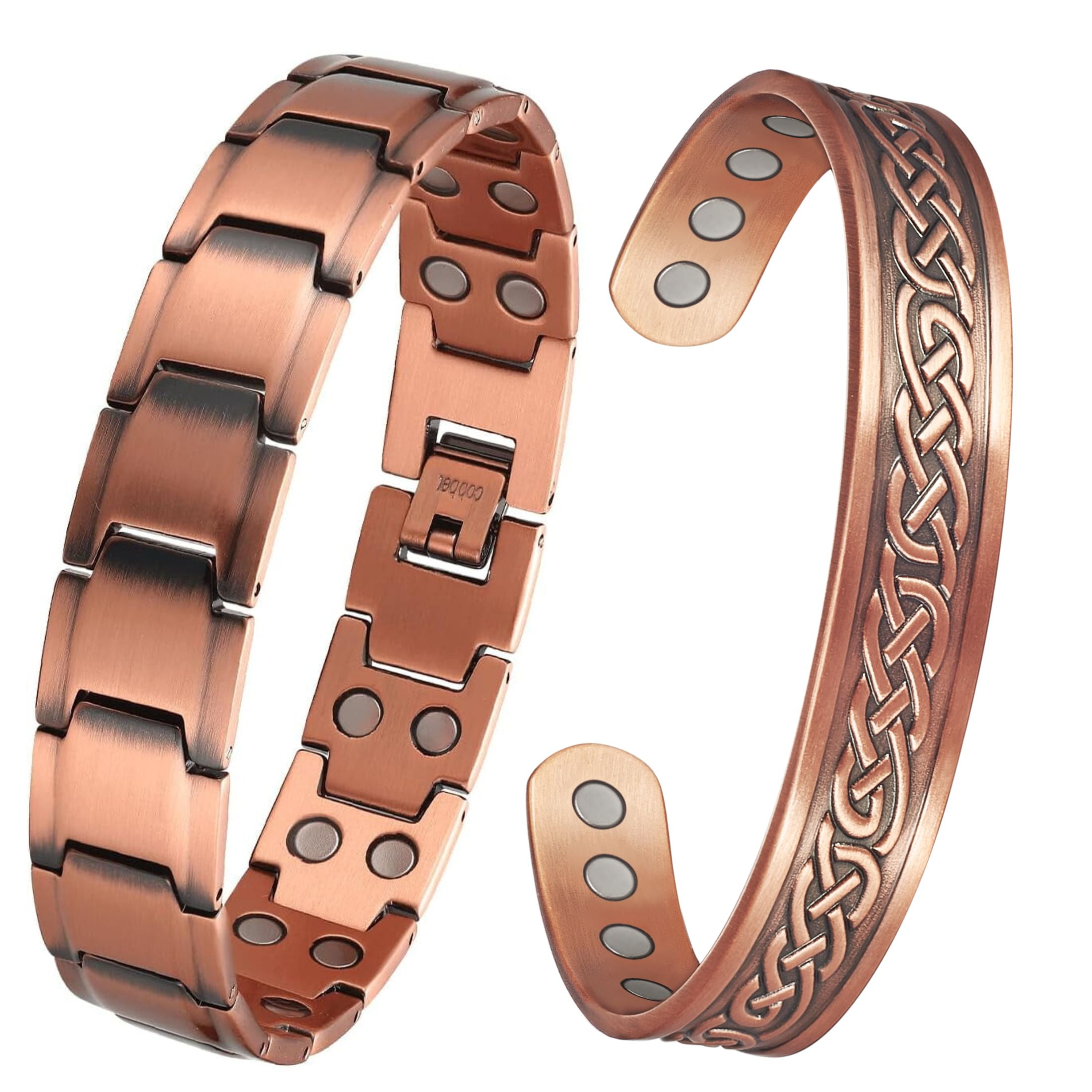 Wollet Copper Magnetic Bracelet for Men - Set of 2, Pure Copper Jewelry.