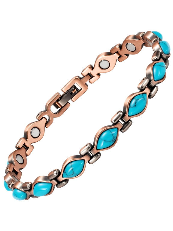Copper Magnetic Bracelets for WomenBlue Turquoise-Color Bracelet, Pure Copper Jewelry