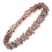 Wollet Copper Magnetic Bracelets for Womenwith 3500 Gauss Neodymium Magnets Butterfly Copper Jewelry Gift