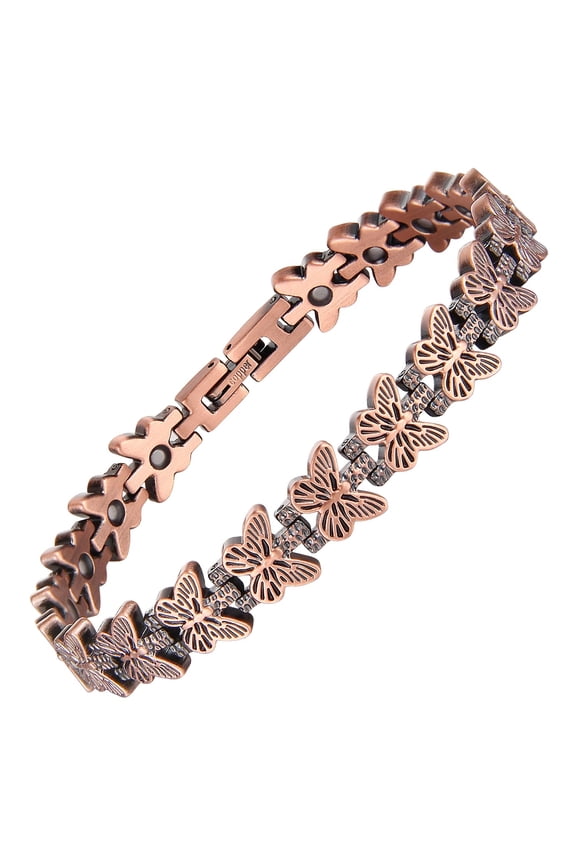 Copper Magnetic Bracelets for Womenwith 3500 Gauss Neodymium Magnets Butterfly Copper Jewelry Gift
