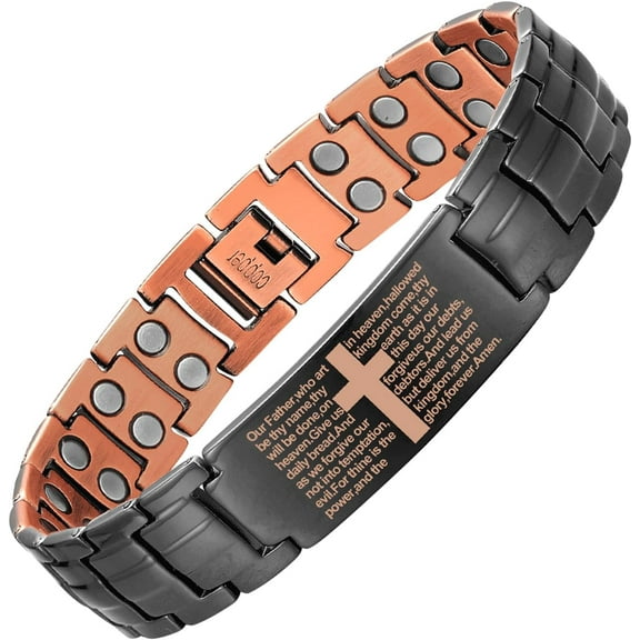 Wollet Copper Magnetic Cross Bracelet for Men - Adjustable Copper Jewelry Gift