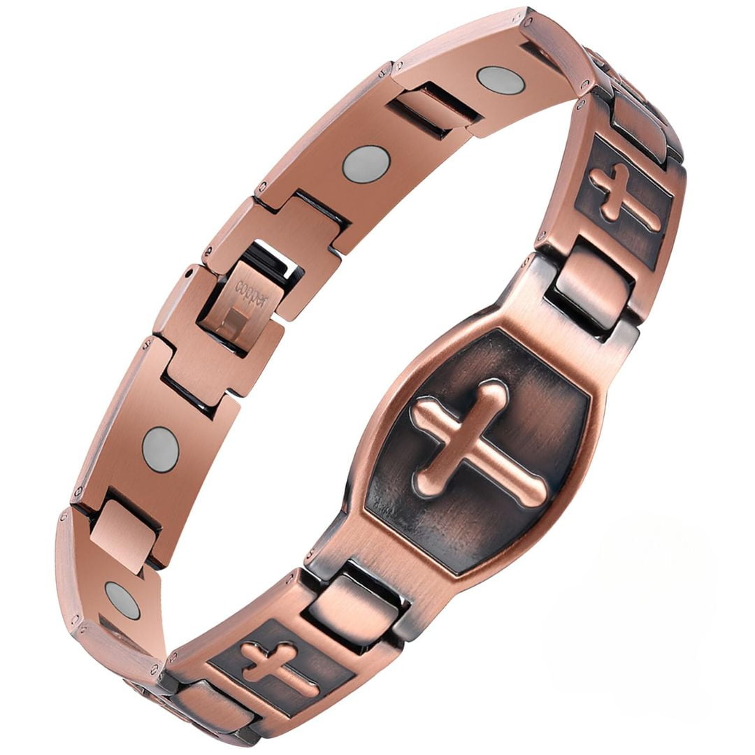 Wollet Copper Magnetic Link Bracelets, 8.66'' Christian Bracelet