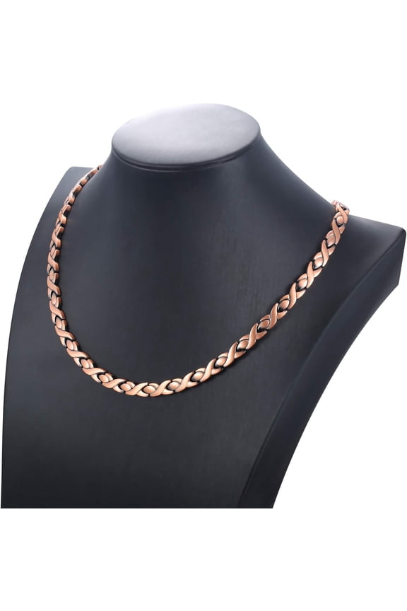 Copper Magnetic Necklace for Women Men, X Shape Links Adjustable