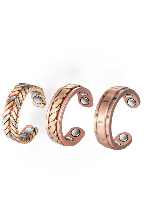 Copper Magnetic Rings Set for Women, Braided Copper Jewelry Gift for Mom Wife Daughter