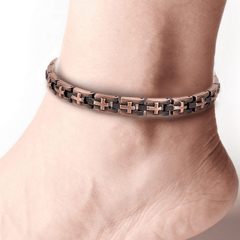 Wollet Cross Copper Magnetic Anklets for Women, Jewelry Gift for