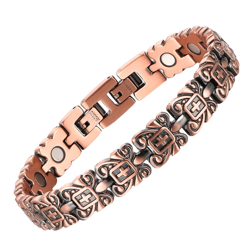 Wollet Bracciale magnetico da donna, in rame, 16 cm, con scatola regalo (CPB-2049-FBA), Eine Grösse, Rame, Zirconia cubica