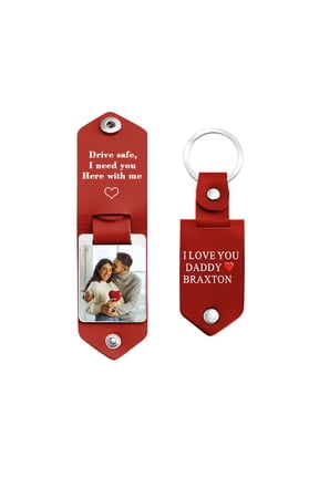 Custom Leather Keychain with UV Print Photo, Custom Gift for Dad Husband, Father's Day, Family Gift