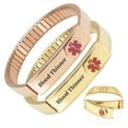 thumbnail image 1 of Wollet Gold& Rose Gold Elastic Medical Alert Bracelet for Women, Set of 2，Pre-Engraved Blood Thinner, Stainless Steel ID Bangle Personalized, 6.88''(Stretchable) Width:8MM, 1 of 5