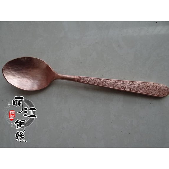 Wollet Hand-made Pure Copper Spoon, 16cm(6.29'') Copper Tableware,Solid Thick Chopsticks